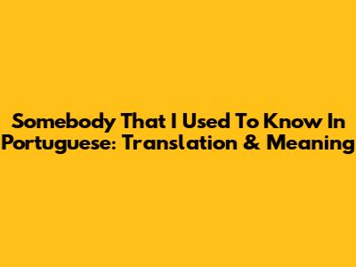 "Somebody That I Used To Know" In Portuguese: Translation & Meaning