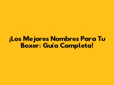 ¡Los Mejores Nombres Para Tu Boxer: Guía Completa!