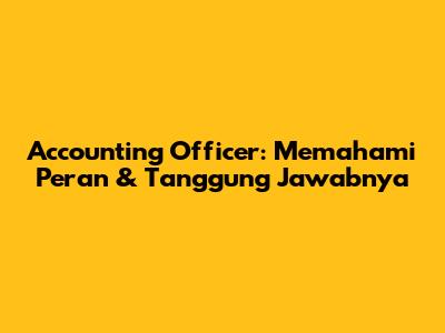 Accounting Officer: Memahami Peran & Tanggung Jawabnya