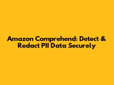 Amazon Comprehend: Detect & Redact PII Data Securely
