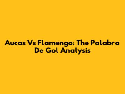 Aucas Vs Flamengo: The Palabra De Gol Analysis