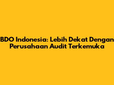BDO Indonesia: Lebih Dekat Dengan Perusahaan Audit Terkemuka