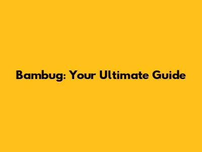 Bambug: Your Ultimate Guide