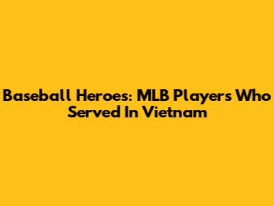 Baseball Heroes: MLB Players Who Served In Vietnam