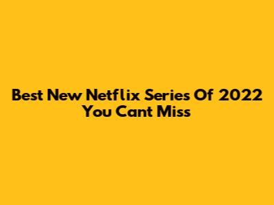 Best New Netflix Series Of 2022 You Can't Miss