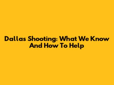 Dallas Shooting: What We Know And How To Help