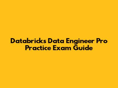 Databricks Data Engineer Pro Practice Exam Guide