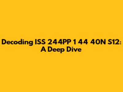 Decoding ISS 244PP 1 44 40N S12: A Deep Dive