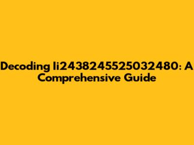 Decoding Ii2438245525032480: A Comprehensive Guide