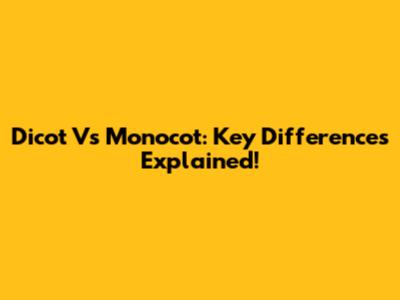 Dicot Vs Monocot: Key Differences Explained!