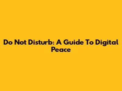 Do Not Disturb: A Guide To Digital Peace