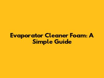 Evaporator Cleaner Foam: A Simple Guide