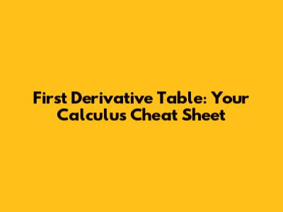 First Derivative Table: Your Calculus Cheat Sheet