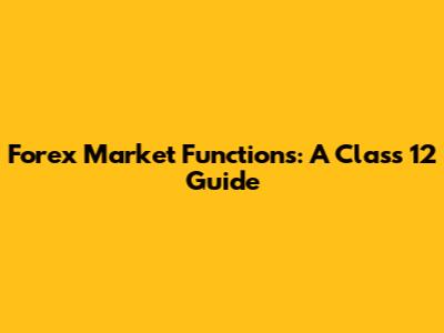 Forex Market Functions: A Class 12 Guide
