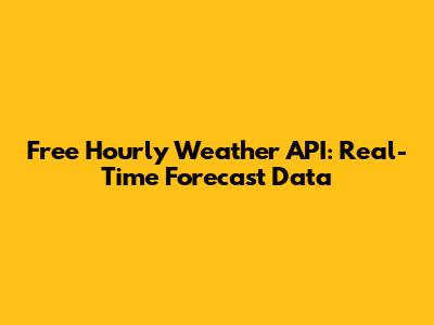 Free Hourly Weather API: Real-Time Forecast Data
