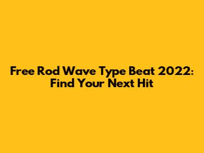Free Rod Wave Type Beat 2022: Find Your Next Hit