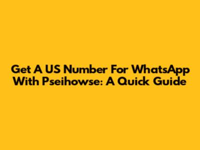 Get A US Number For WhatsApp With Pseihowse: A Quick Guide