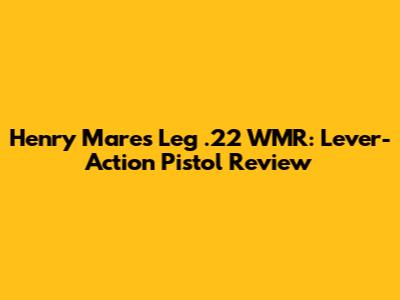 Henry Mare's Leg .22 WMR: Lever-Action Pistol Review