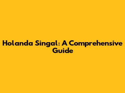 Holanda Singal: A Comprehensive Guide