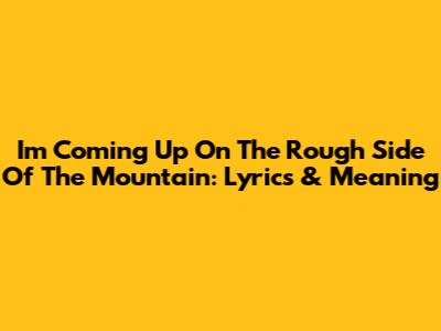 I'm Coming Up On The Rough Side Of The Mountain: Lyrics & Meaning