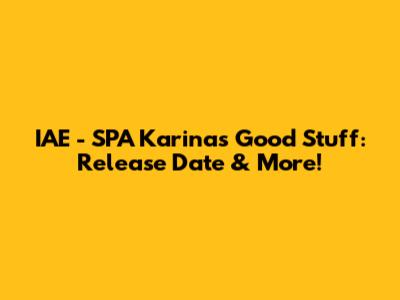 IAE - SPA Karina's 'Good Stuff': Release Date & More!