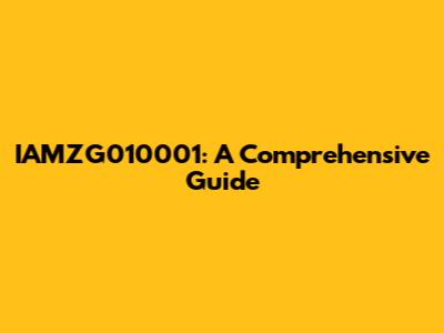 IAMZG010001: A Comprehensive Guide