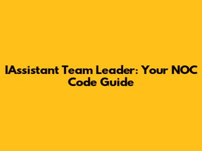 IAssistant Team Leader: Your NOC Code Guide