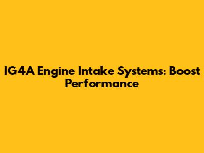 IG4A Engine Intake Systems: Boost Performance