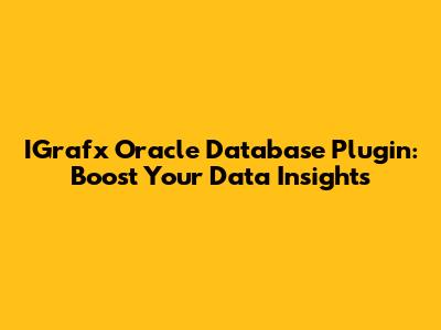 IGrafx Oracle Database Plugin: Boost Your Data Insights