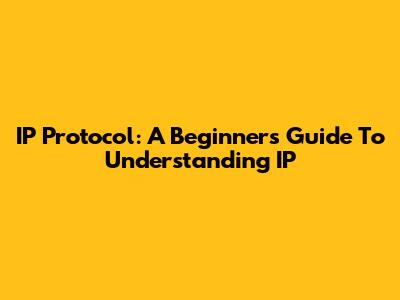IP Protocol: A Beginner's Guide To Understanding IP