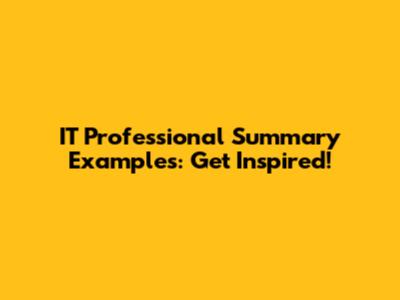 IT Professional Summary Examples: Get Inspired!