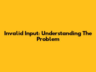 Invalid Input: Understanding The Problem