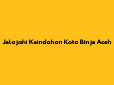 Jelajahi Keindahan Kota Binje Aceh