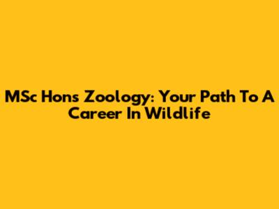 MSc Hons Zoology: Your Path To A Career In Wildlife