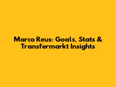 Marco Reus: Goals, Stats & Transfermarkt Insights