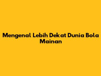 Mengenal Lebih Dekat Dunia Bola Mainan