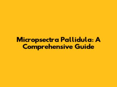 Micropsectra Pallidula: A Comprehensive Guide