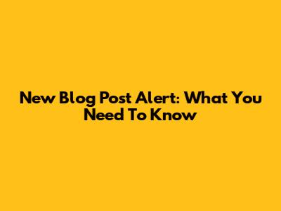 New Blog Post Alert: What You Need To Know