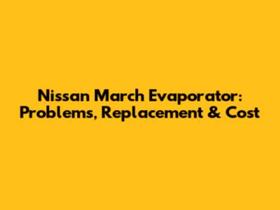 Nissan March Evaporator: Problems, Replacement & Cost