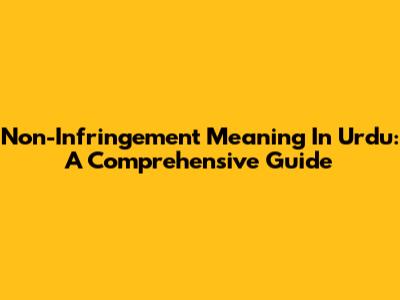 Non-Infringement Meaning In Urdu: A Comprehensive Guide