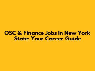 OSC & Finance Jobs In New York State: Your Career Guide