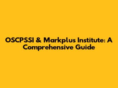 OSCPSSI & Markplus Institute: A Comprehensive Guide