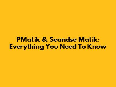 PMalik & Seandse Malik: Everything You Need To Know