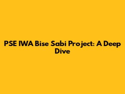 PSE IWA Bise Sabi Project: A Deep Dive