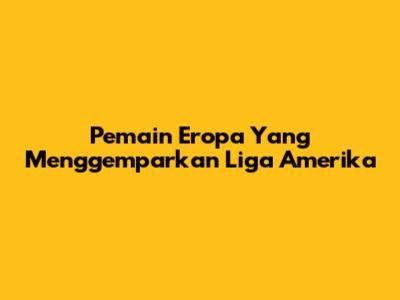 Pemain Eropa Yang Menggemparkan Liga Amerika
