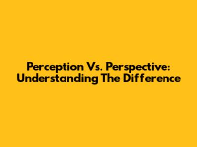 Perception Vs. Perspective: Understanding The Difference