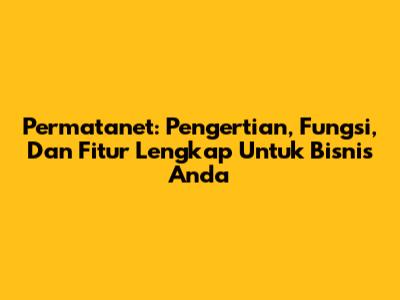 Permatanet: Pengertian, Fungsi, Dan Fitur Lengkap Untuk Bisnis Anda