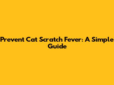 Prevent Cat Scratch Fever: A Simple Guide