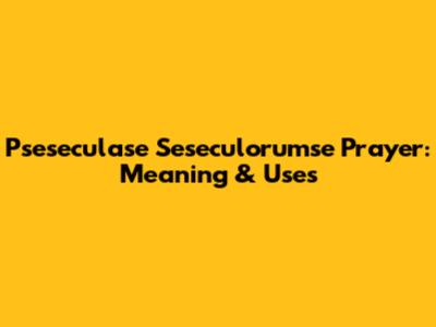 Pseseculase Seseculorumse Prayer: Meaning & Uses
