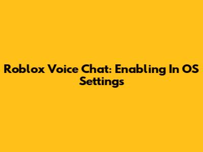 Roblox Voice Chat: Enabling In OS Settings